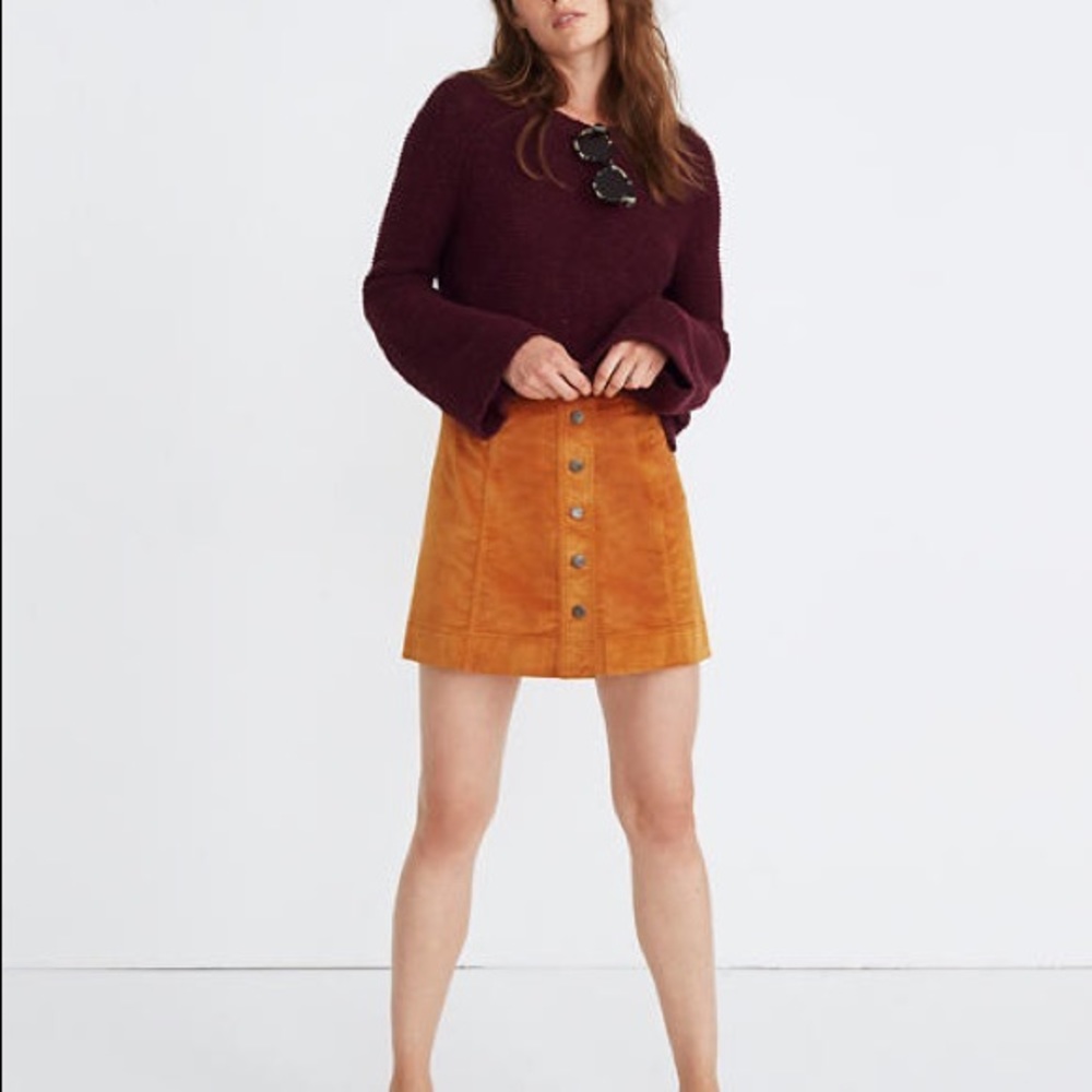 Madewell Suede/Velvet Button Up Mini Skirt